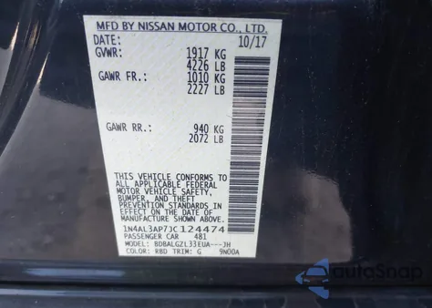 2018 Nissan Altima 2.5 S z USA, uszkodzony, nr VIN 1N4AL3AP7JC124474